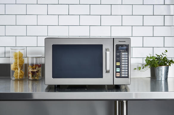 commercial microwave on countertop