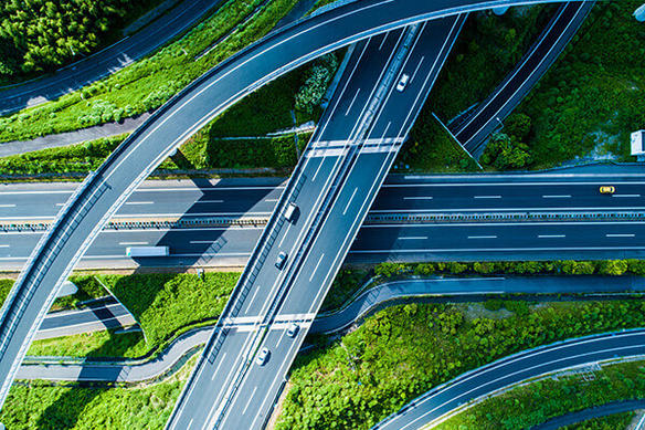 Overhead view of a highway